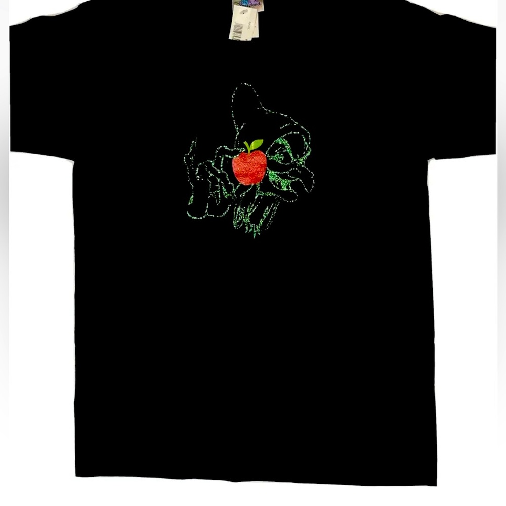 Vtg Disneyland Shirt Snow White Old Hag Poison Apple Glitter Design NWT SMALL